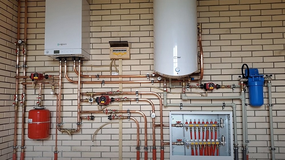 Схема отопления 3-х этажного дома 195м2 | двухтрубная система | металлопластик | газ | радиаторы