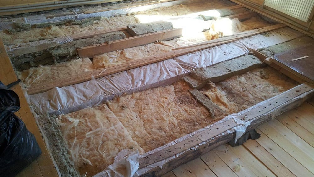 Утепление перекрытия минеральной ватой
